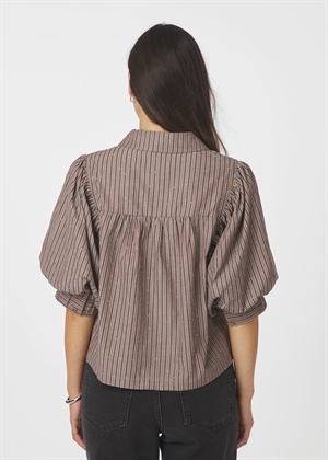 Etta soft stripe stone skjorte Brown Neo Noir 